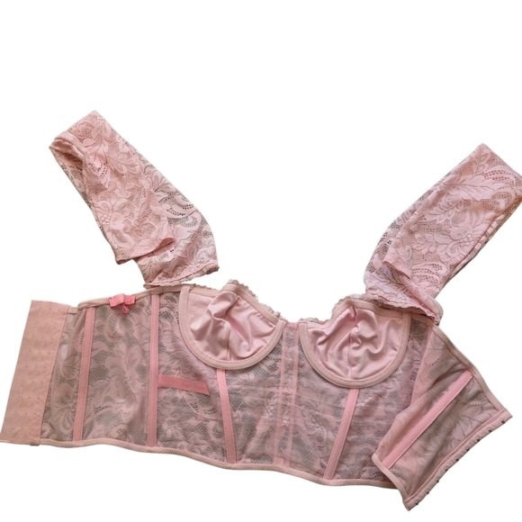 Sugar Thrillz Pink Lace Corset Top Fairy Coquette Y2K - Picture 6 of 8